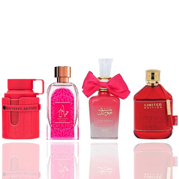 Odyssey Artisto + Hayaati Exotic + BINT HOORAN ROSE PASSION + Nitro Red -- 4 PIECE BUNDLE