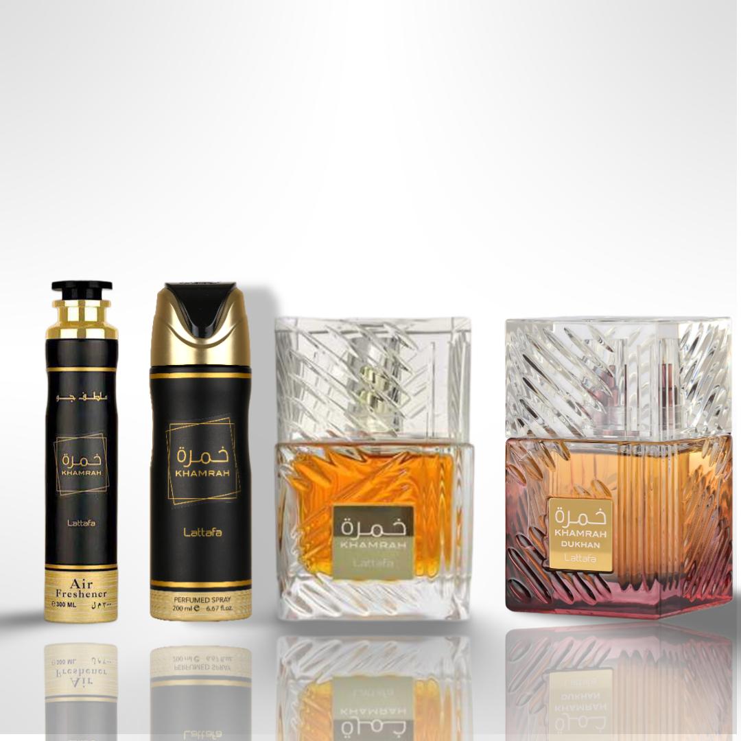 Khamrah + Khamrah dukhan + khamrah deodorant + khamrah air freshener – Fragrance Gift Bundle