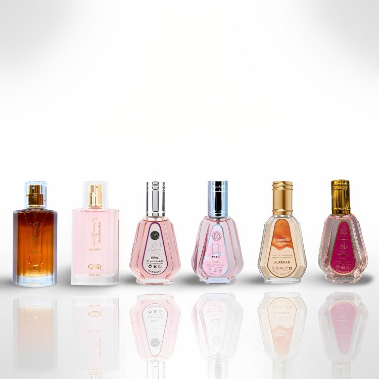 Caramello 50ml + Choco Musk 50ml + Marshmallow 50ml + Yara 50ml + Hayaati Exotic 50ml + Hareem Al Sultan 50ml - Fragrance Gift Bundle