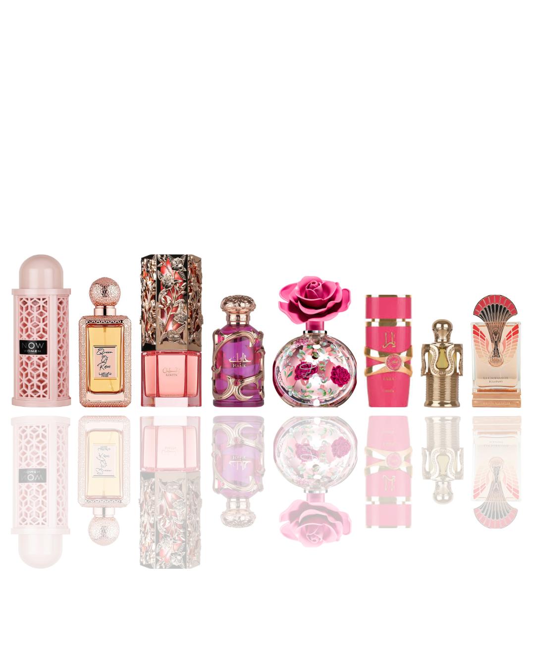 Now women + Queen Of Roses + Raneen + habik + layaan + yara candy + maitha + La Charmante Éclatant -- 8 piece bundle