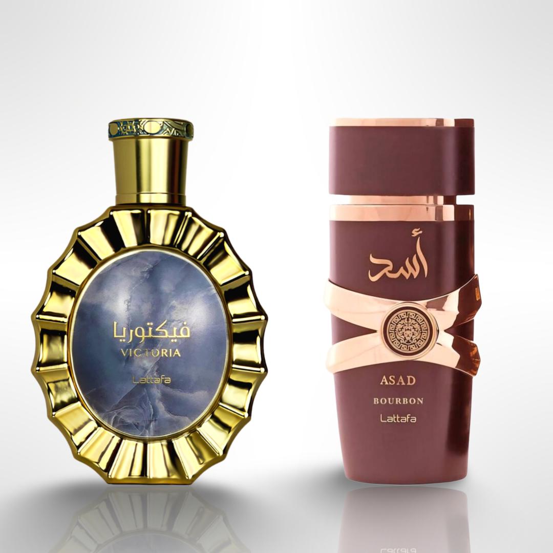 Lattafa Victoria + Asad Burbon By Lattafa Perfumes - Fragrance Gift Bundle