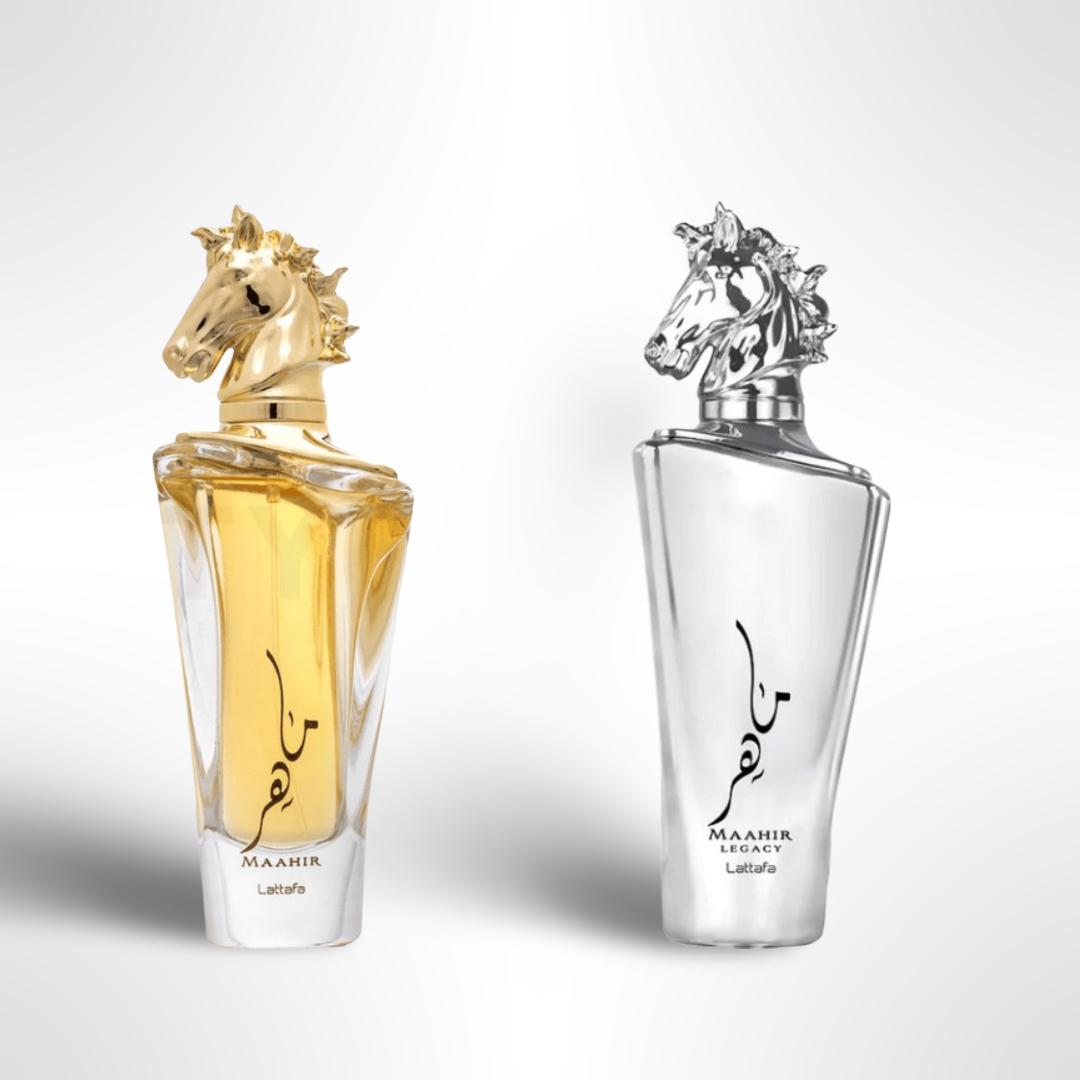 Lattafa Maahir Gold + Maahir Silver Eau de Parfum Bundle – 100ml (3.4 fl oz) Each – A Luxurious Duo of Bold & Elegant Scents