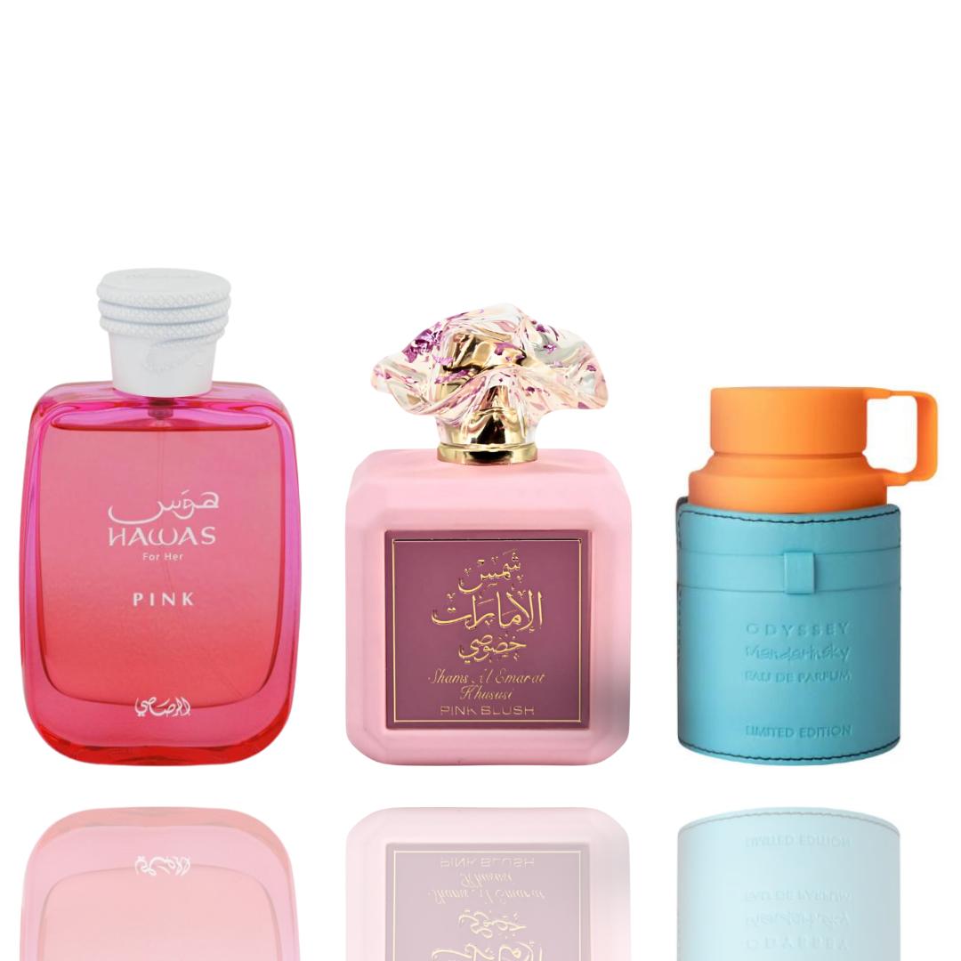 hawas pink + shams al emerat + odyssey MANDARIN -- 3 PIECE BUNDLE
