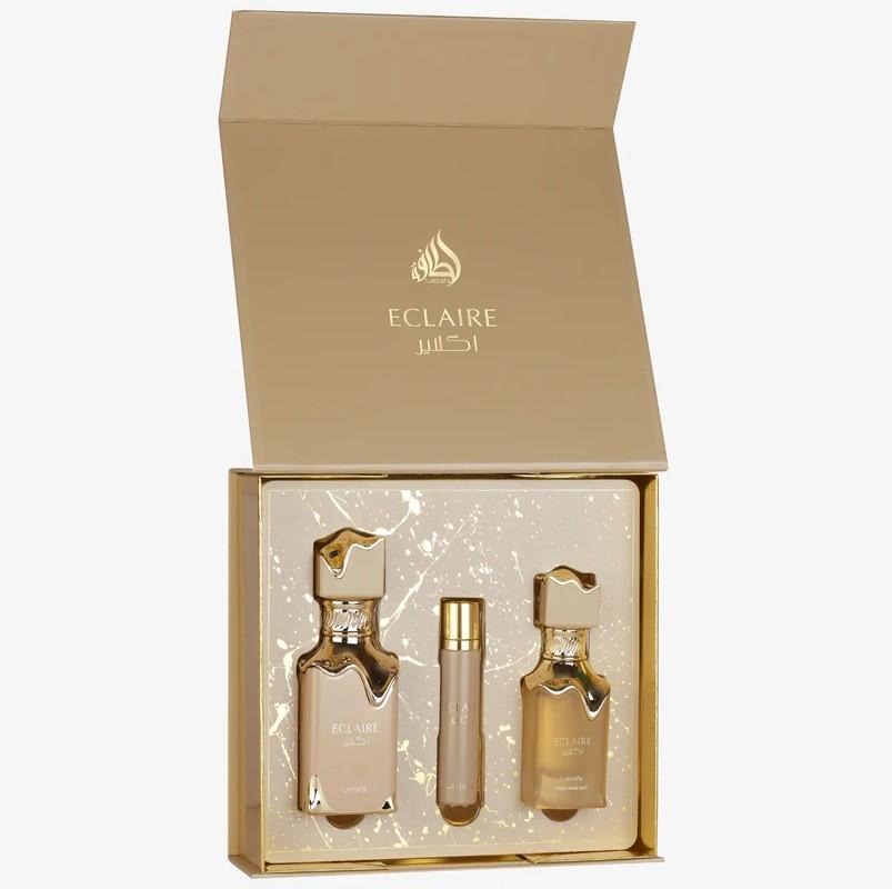 Eclaire 3pcs Gift Set Natural Spray – 100ml//Eau De Parfum – Travel Spray – 12ml//Fresh Hair Mist 50ml