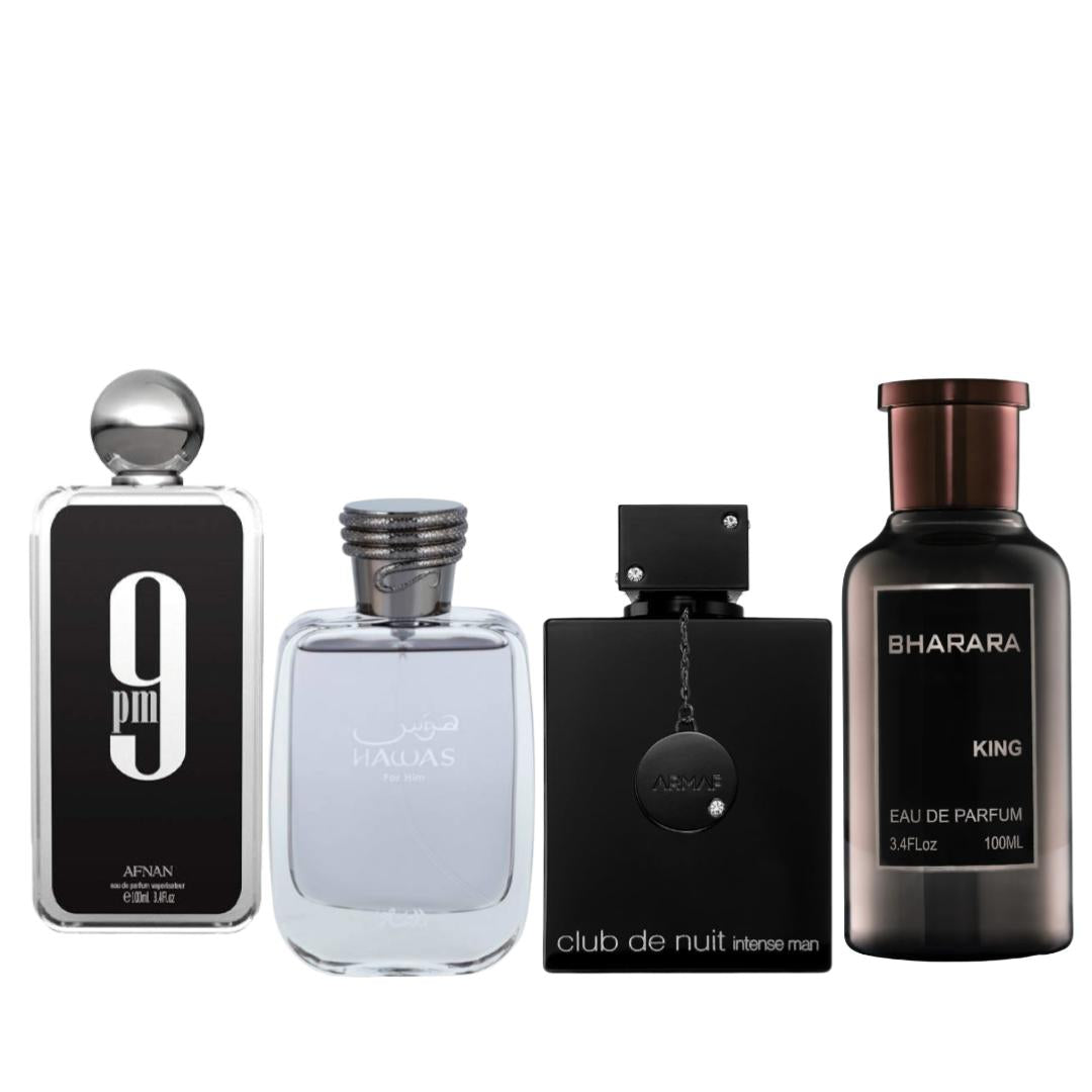 Club de nuit black + Hawas + 9pm + Brarah king - Fragrance Gift Bundle