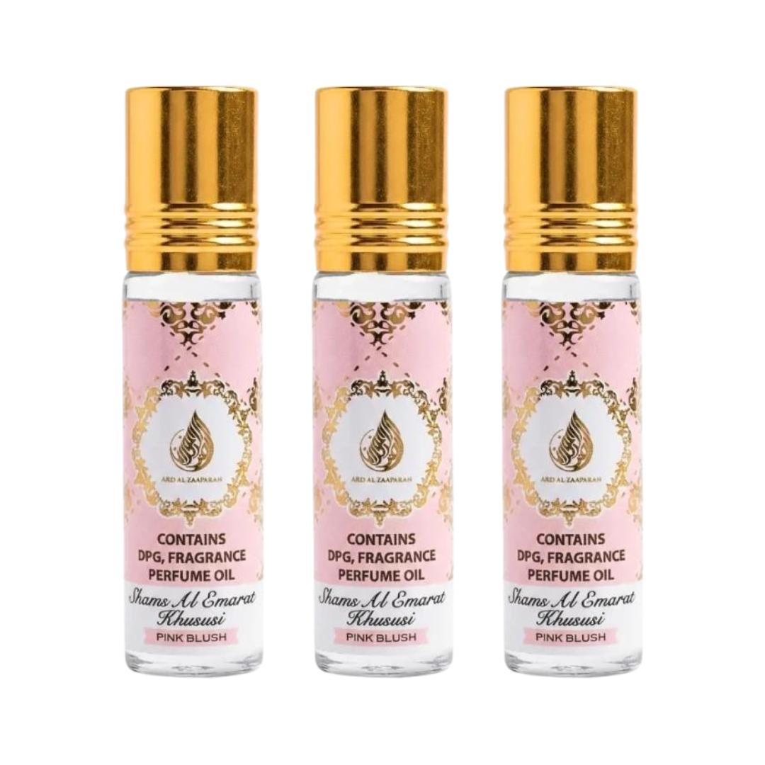 x3 Pink Blush Shams Al Emarat Khususi Roll-On Perfume Oil 10ml (0.34 oz) by Ard Al