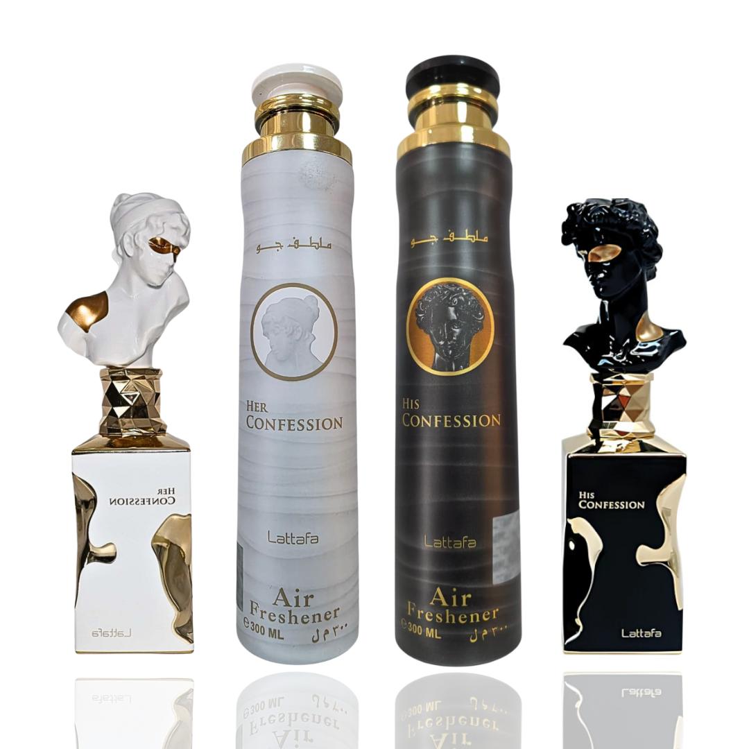 HIS CONFESSION + HER CONFESSION + HIS CONFESSION Air Freshener + HER CONSESSION Air Freshener -- 4 piece bundle