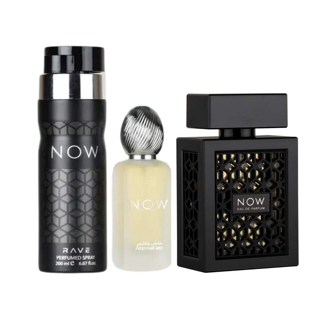 Lattafa Rave Now 3-Piece Gift Set - 100ml EDP, 200ml Body Spray, 50ml Hair Mist - Floral Oriental Fragrance, Creamy Sweet Musky, Long Lasting