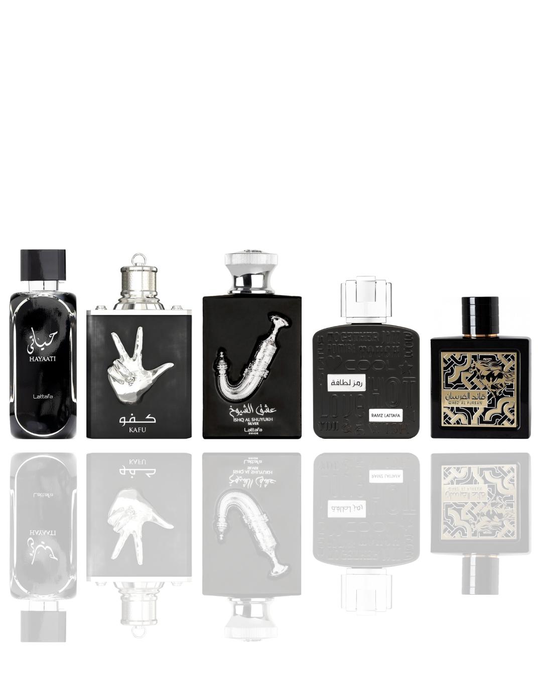 hayaati + kafu + ishq al shuyukh + ramz silver + qaed al fursan -- 5 piece bundle