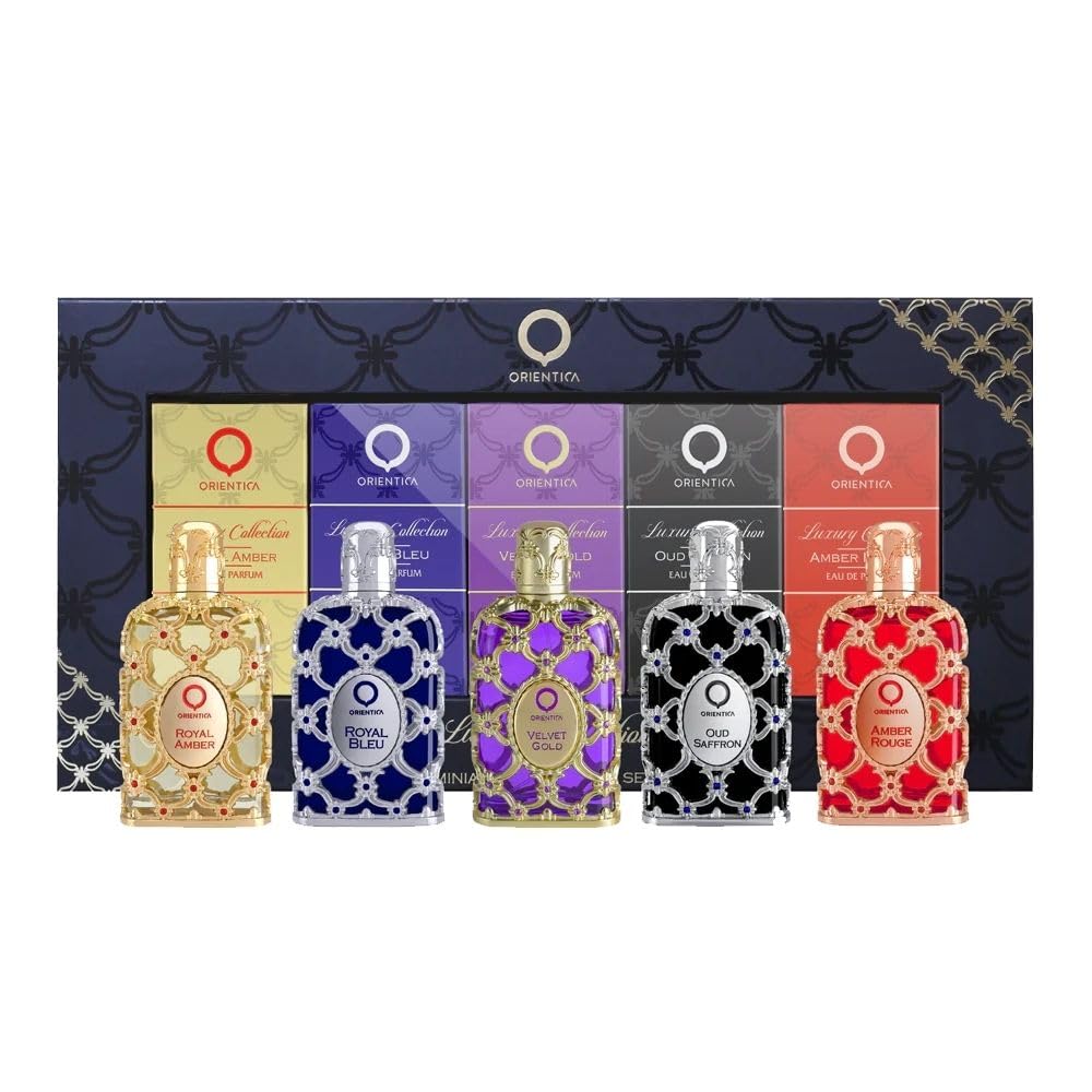 Orientica Luxury Collection Miniature 5-Pc EDP Discovery Multi-Pack, Floral Arabic Scents Perfume for Adults, 5 x 7.5ml