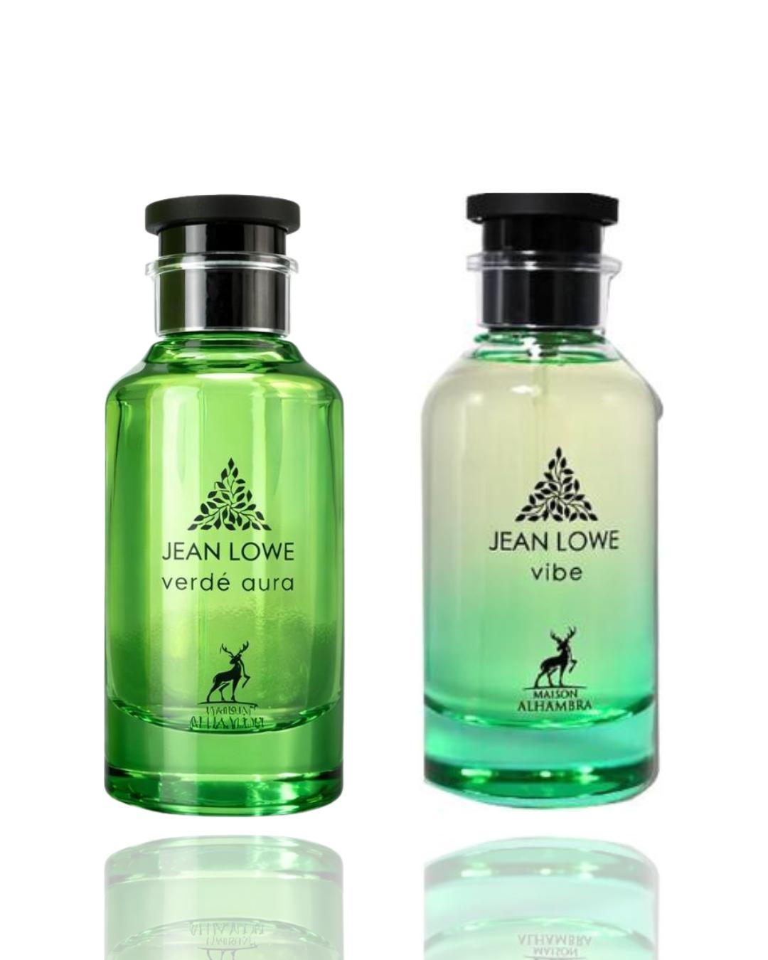 Lattafa 2-Piece Unisex Fragrance Bundle - Jean Lowe Verde Aura & Jean Lowe Vibe, Citrus Herbs Scent, Dual-Mood, Refreshing Boost, Two-Piece