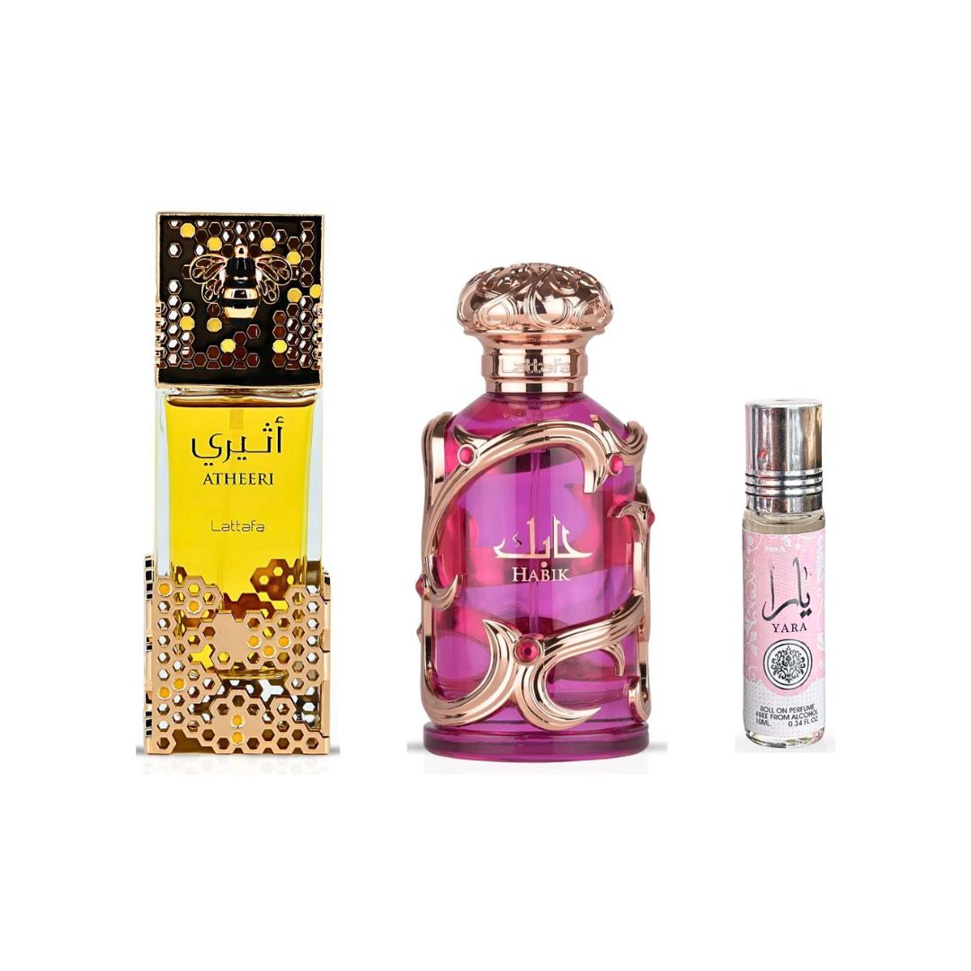 Habik women + Atheeri perfume + Yara oil --- 3 piece bundle