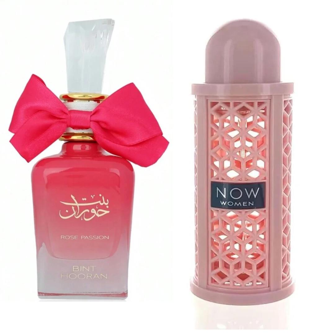 BINT HOORAN ROSE PASSION + Lattafa NOW Women Perfume Rave 3.4oz/100ml - Fragrance Gift Bundle