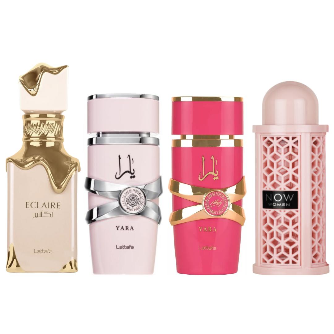 YARA Women + NOW WOMEN + ECLAIR + Yara Candy 3.4oz/100ml - Fragrance Gift Bundle