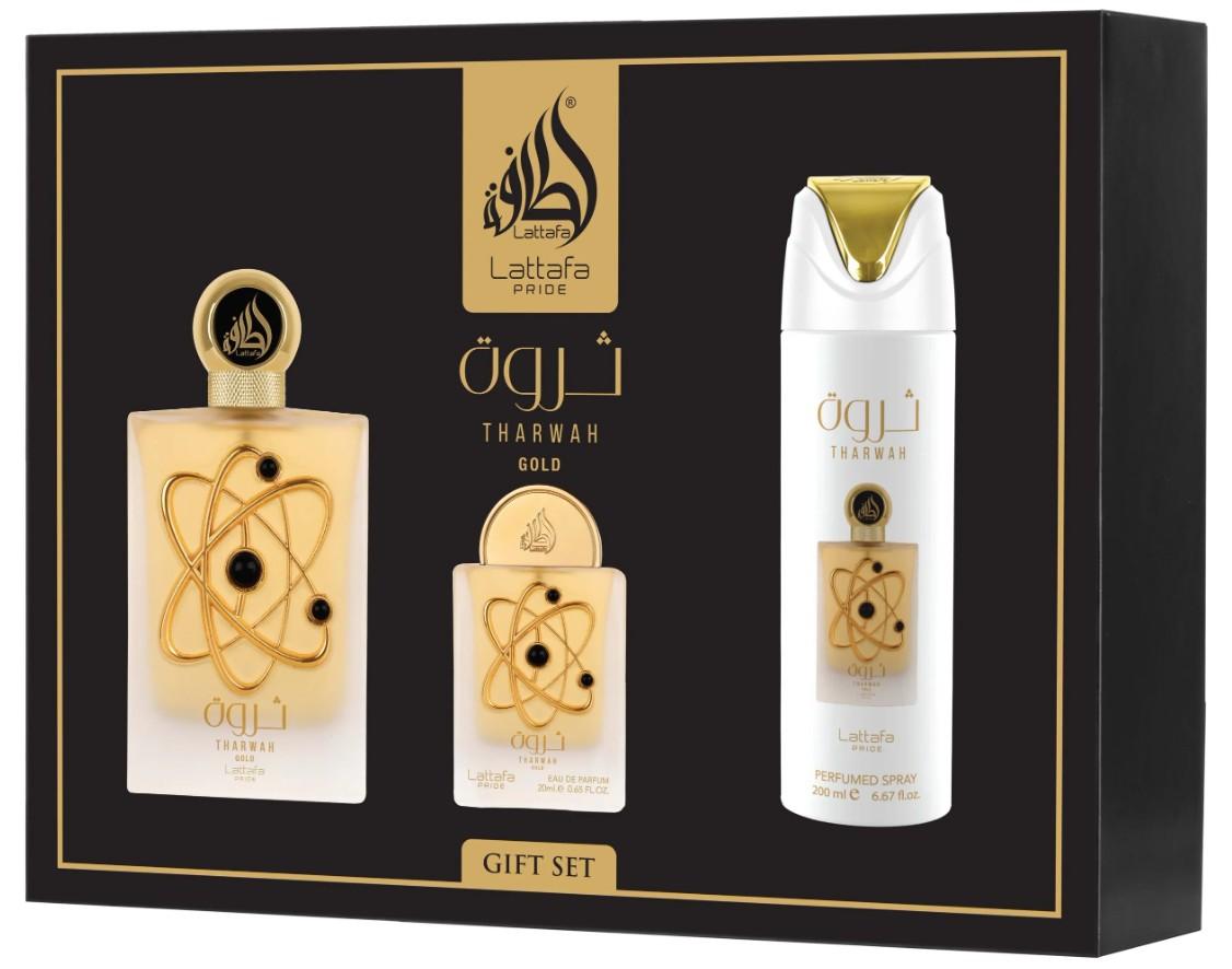 Tharwah Gold Gift Set Fragrances for women by lattafa pride