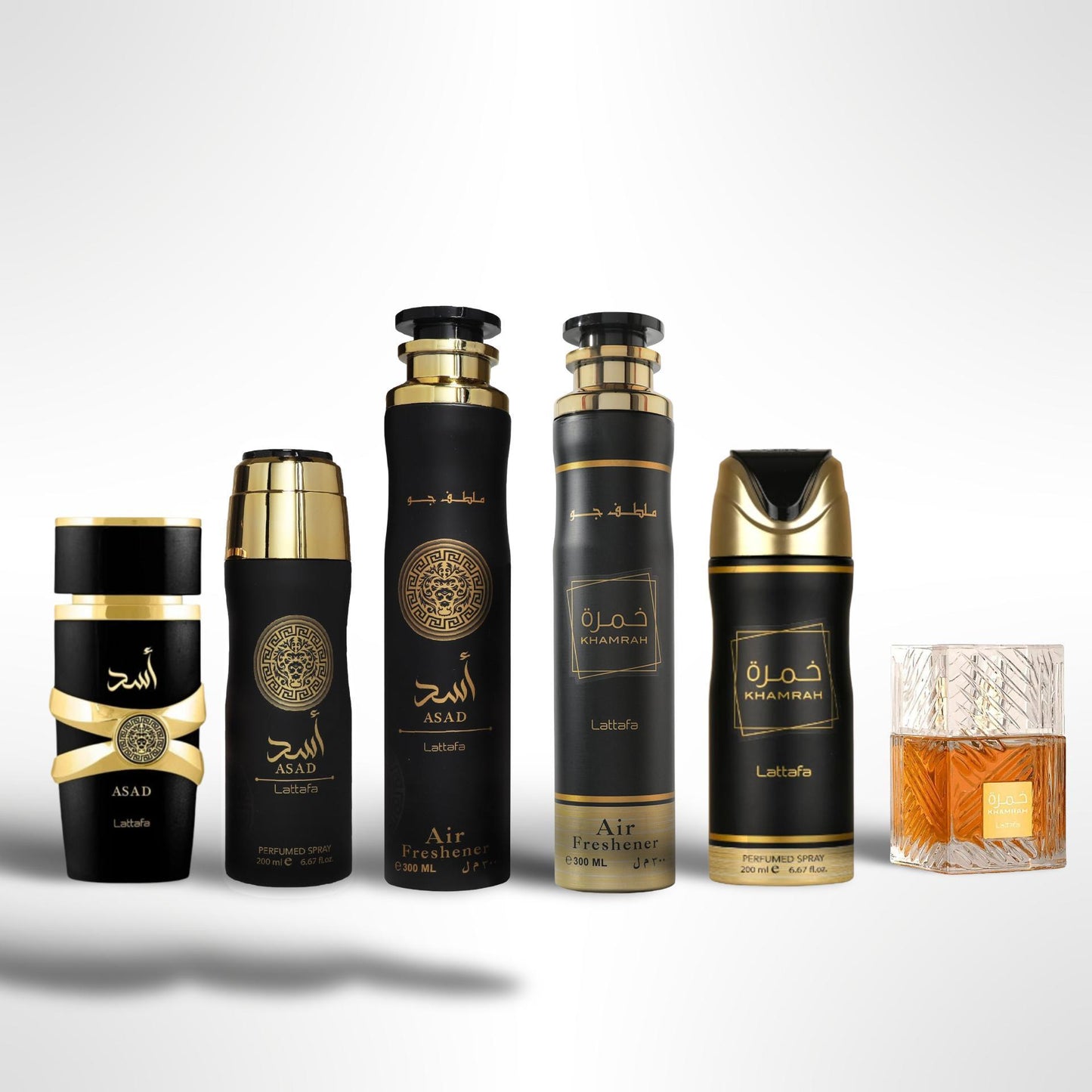 ASAD + KHAMRAH + ASAD DEODRANT + KHAMRAH DEODRANT + KHAMRAH AIRFRESHENER + ASAD AIRFRESHENER (6PC GIFT SET) Scented Scent
