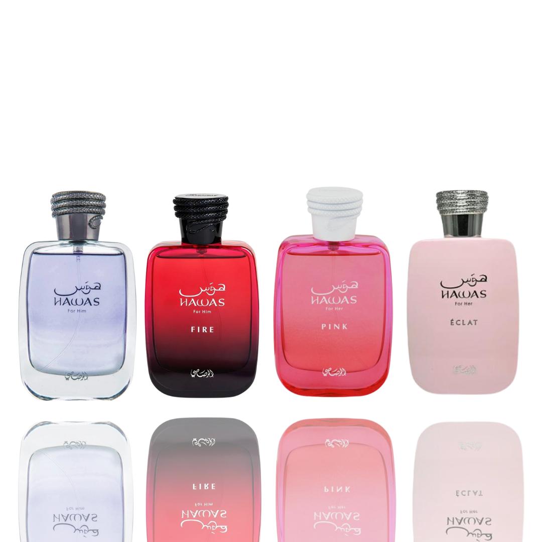 Hawas Eclat+ Hawas Pink + Hawas + Hawas Fire -- 4 PIECE HAWAS BUNDLE