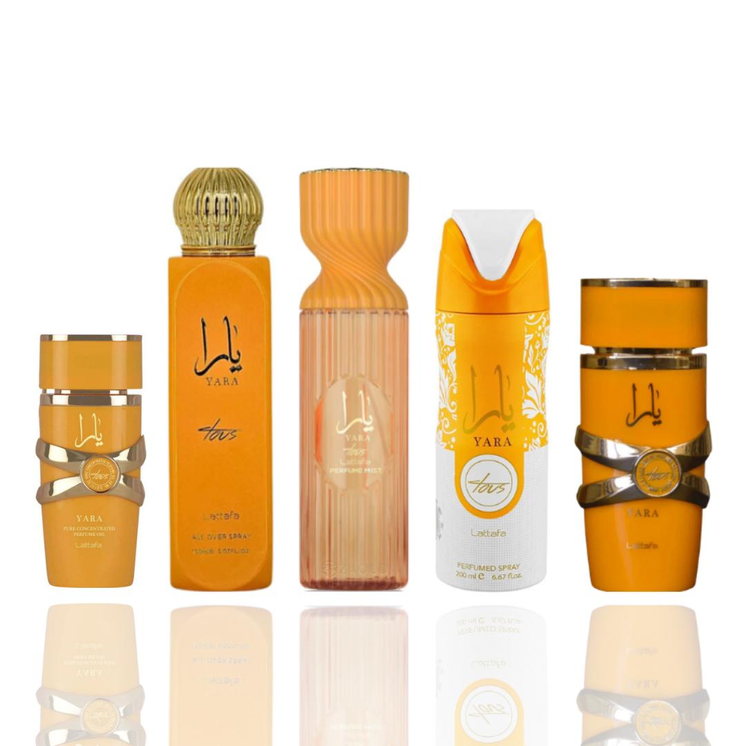 YARA TOUS 20ML + YARA TOUS ALL OVER + YARA TOUS HAIR MIST + YARA TOUS DEODORANT + YARA TOUS -- 5 PIECE BUNDLE