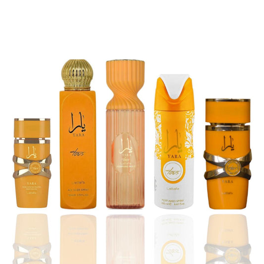 YARA TOUS 20ML + YARA TOUS ALL OVER + YARA TOUS HAIR MIST + YARA TOUS DEODORANT + YARA TOUS -- 5 PIECE BUNDLE
