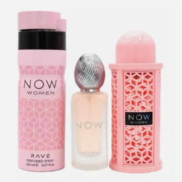 LATTAFA RAVE NOW WOMEN 3 PCS GIFT SET WITH 100ML EDP + 200ML DEO + 50ML HAIRMIST
