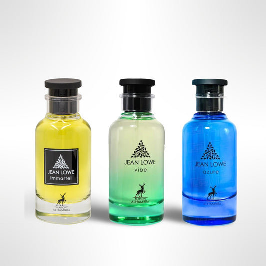 Maison Alhambra Jean Lowe Vibe + Maison Alhambra Jean Lowe Azure +  Jean Lowe Immortal Eau de Parfum 100ml Fregrance gift bundle