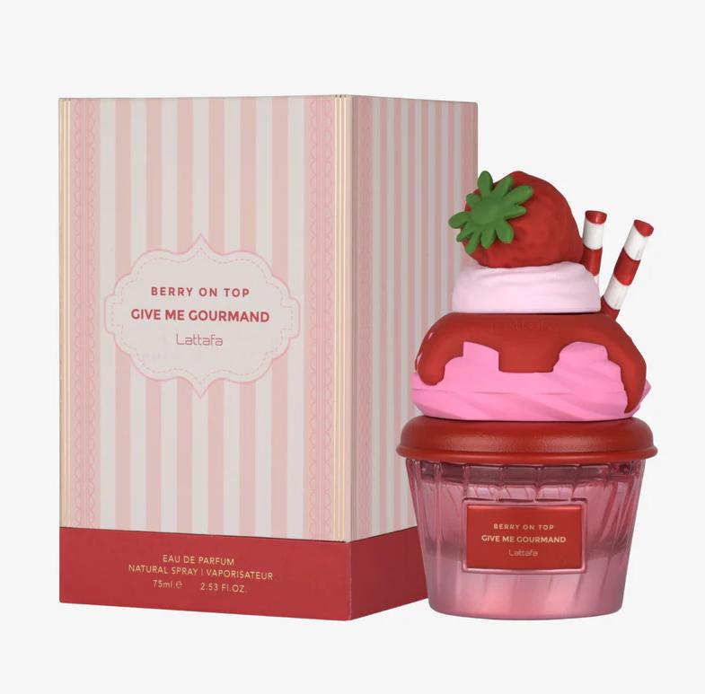 Lattafa Berry on Top Give Me Gourmand 75ml Unisex Vanilla Eau de Parfum Natural Spray Perfume Bottle for Everyday Use