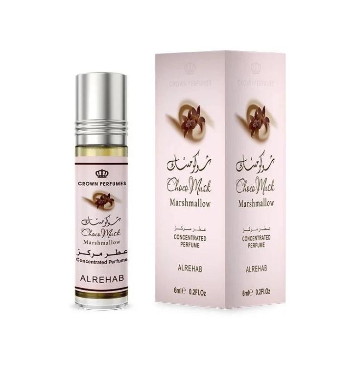 Al Rehab Choco Musk Marshmallow Perfume Oil Roll On 0.2 Fl Oz 6 ml Delightful Fragrance Compact Travel Friendly