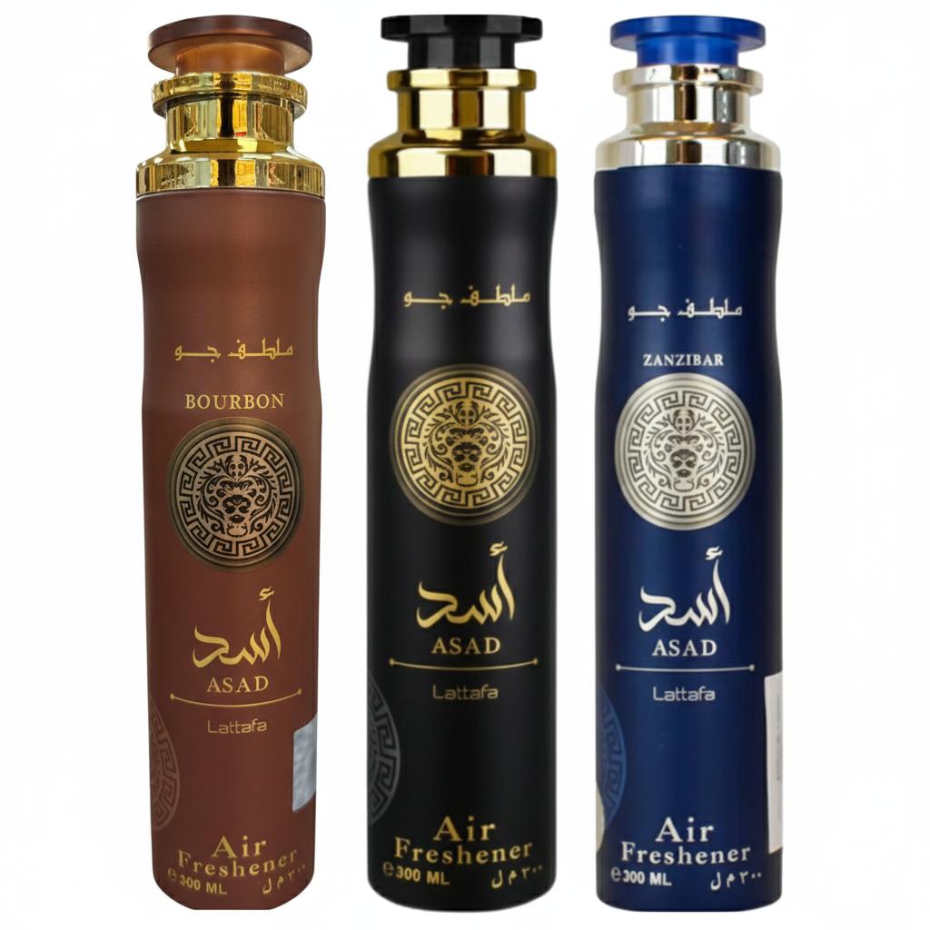 Asad Bourbon air freshener + Asad air freshener + Asad Zanzibar air freshener -- 3 piece bundle