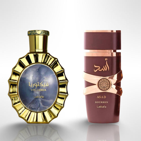 Lattafa Victoria + Asad Burbon By Lattafa Perfumes - Fragrance Gift Bundle
