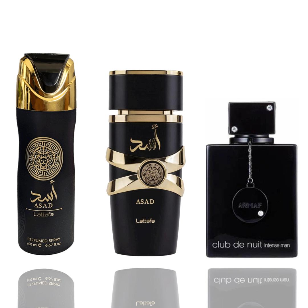 Club de Nuit Intense + Asad + Asad Deodorant -- 3PC Set -- Floral Aroma Fragrance Duo for Men
