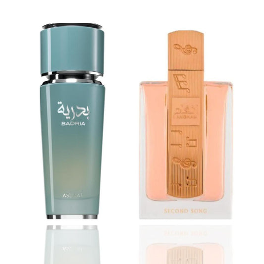 Lattafa Badria + Angham Women's Fragrance 2-Piece Bundle Set, Soft Feminine Scent with Warm Sweetness, 2-Bottle Deep Evening Fragrance Collection