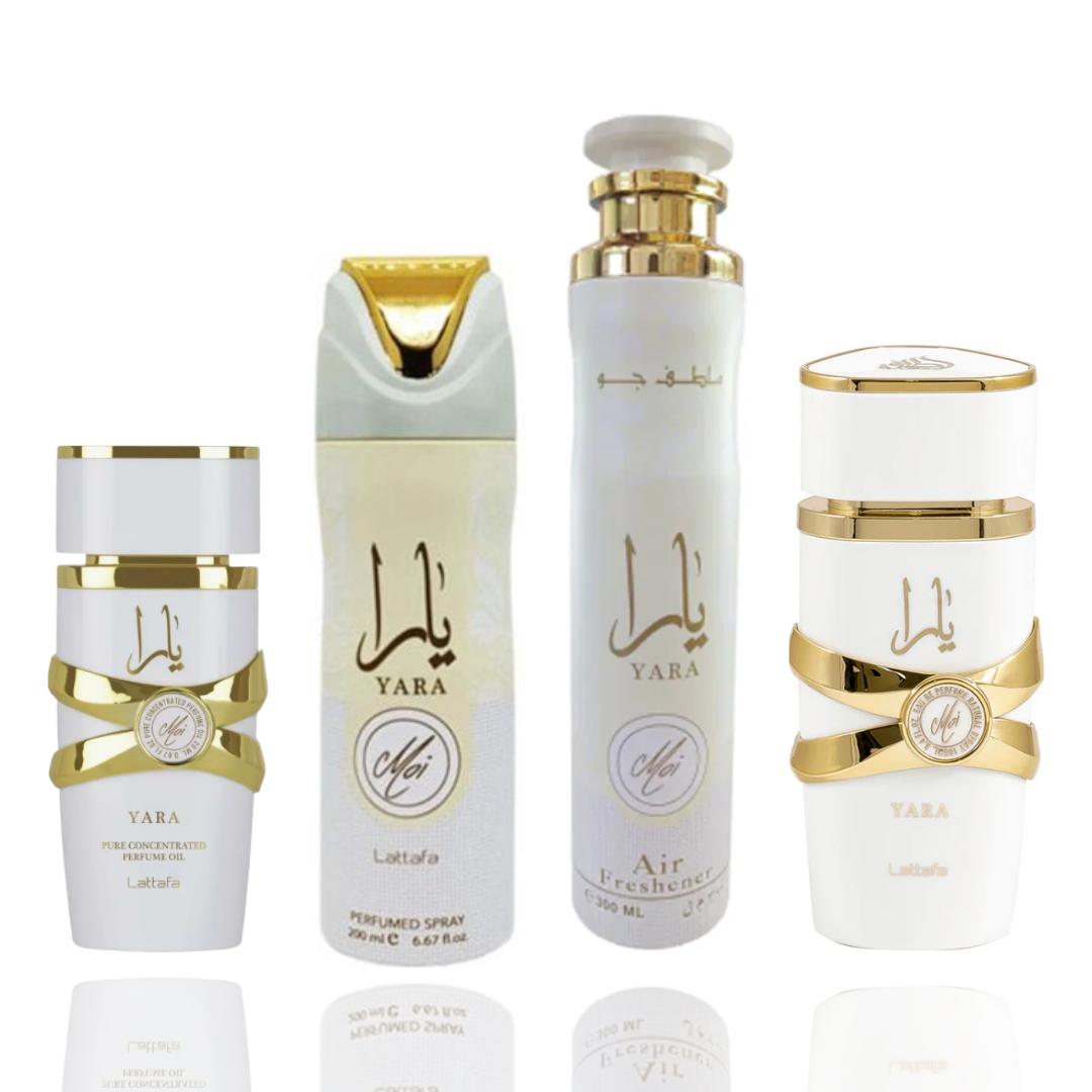 YARA MOI + YARA MOI 20ML + YARA MOI DEODORANT + YARA MOI AIR FRESHENER -- 4 PIECE BUNDLE