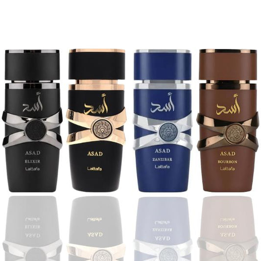 ASAD ZANZIBAR + Asad + Asad Elixir + ASAD BOURBON -- 4 piece bundle