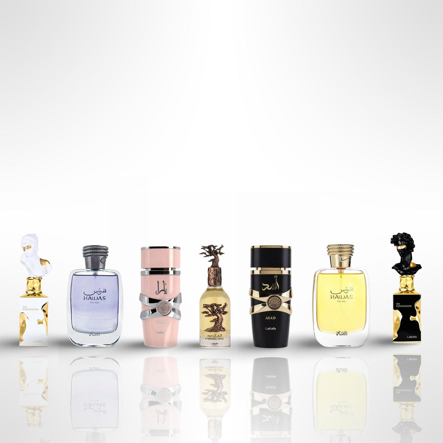 Her Confession + His Confession + Rasasi Hawas +Hawas + Yara + Asad + Eternal Oud - Fragrance Gift Bundle