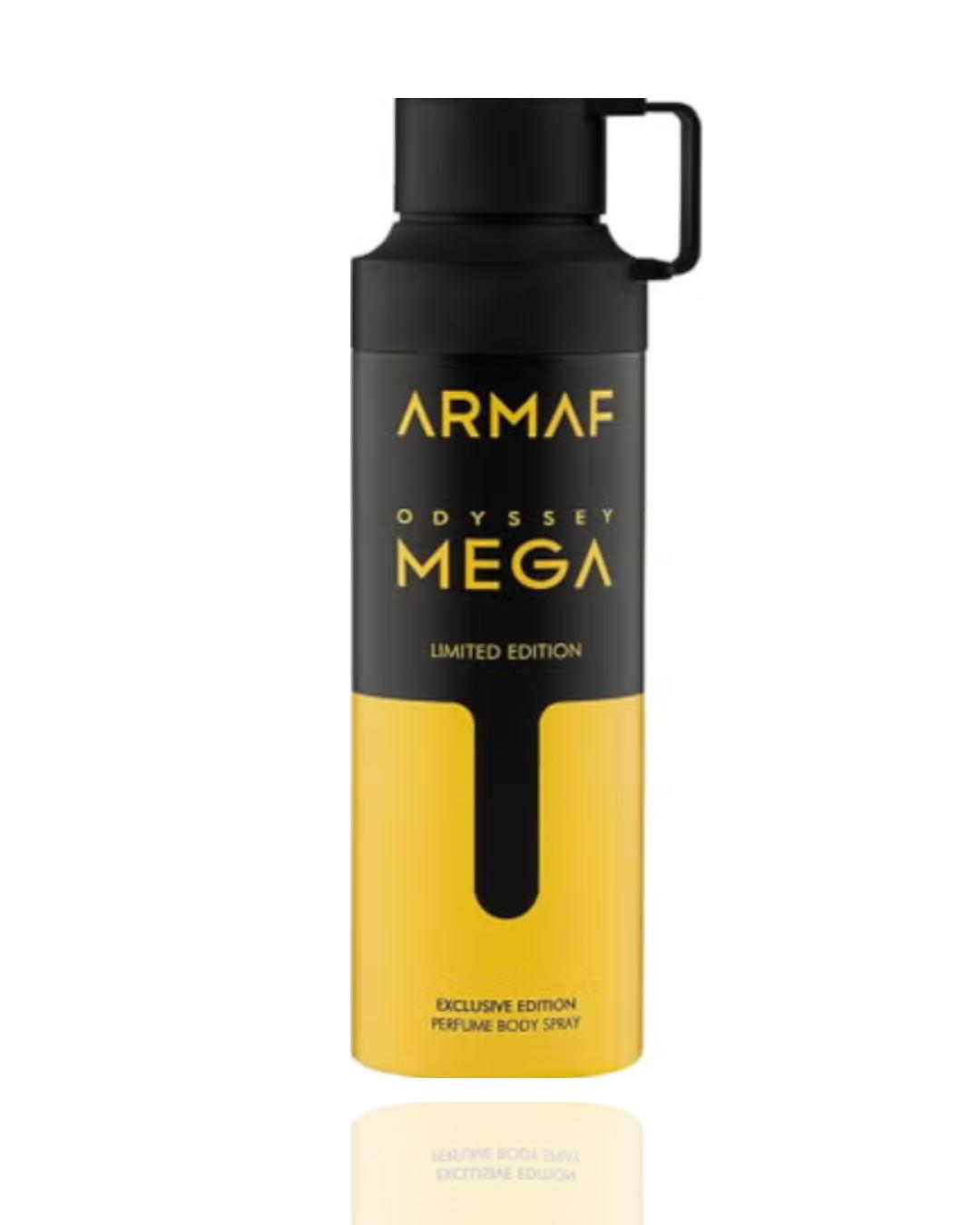 Armaf Odyssey Mega Men's Floral-Herbal, Citrus-Spice Scented Masculine Body Spray - 200ml Fragrance-Infused Deodorant Perfume, Cosmetic for Men's Body Care, Single Item