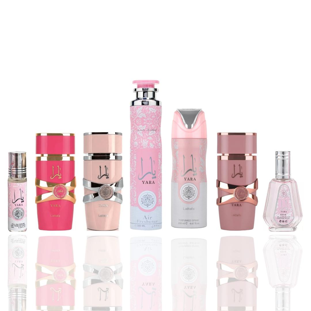 Yara candy + Yara + Yara Air freshener + Yara deodorant + Yara elixir + Yara 50ml + Yara oil — 7 piece bundle