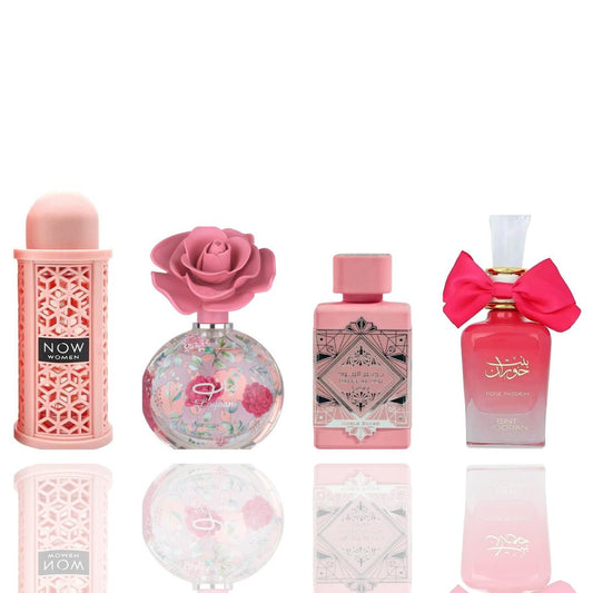 now pink + layaan + badee al oud noble blush + bint hooran rose passion -- 4 piece bundle