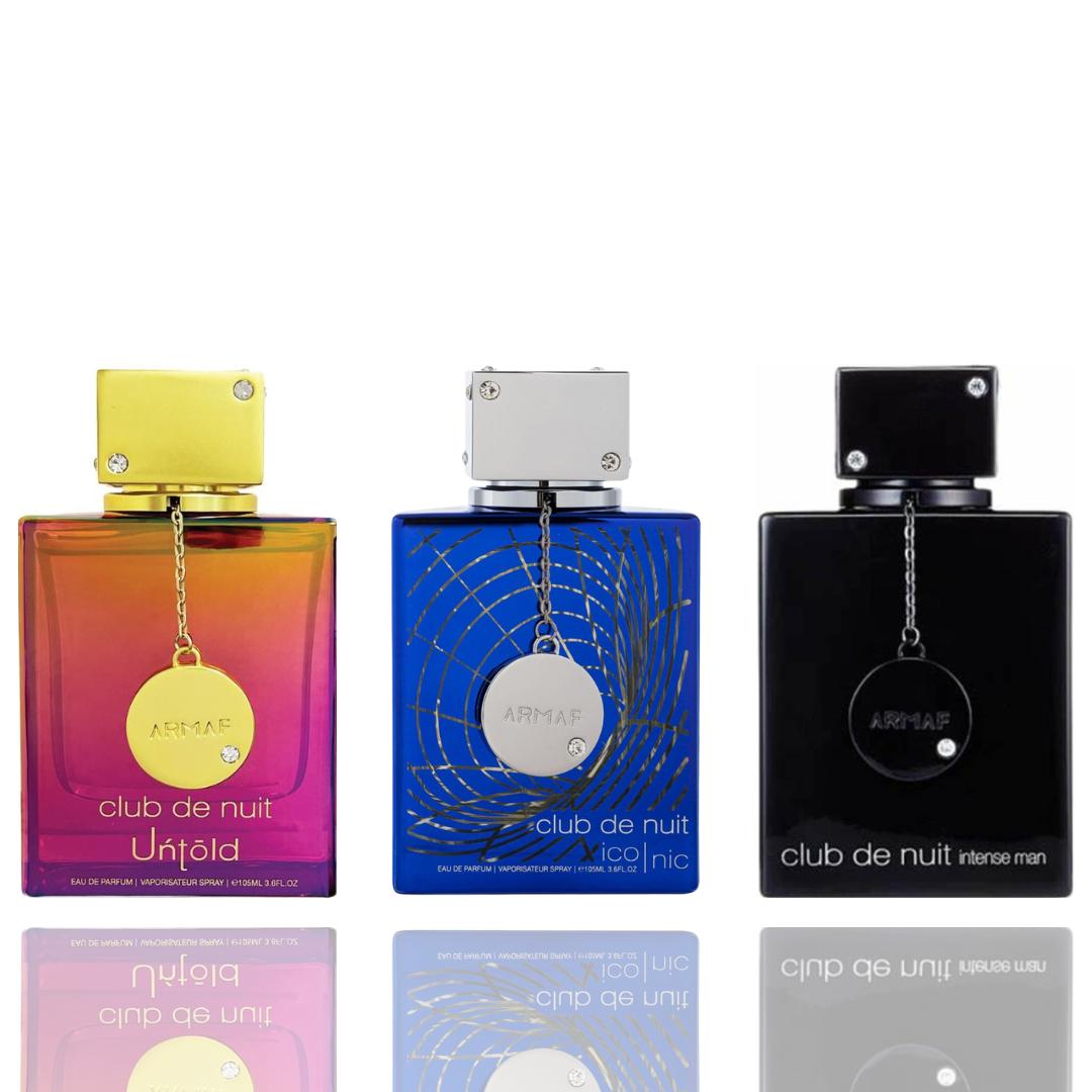 Armaf Men's Fragrance 3-Piece Bundle - Untold, Blue Iconic, and Intense Variants from the Club De Nuit Collection