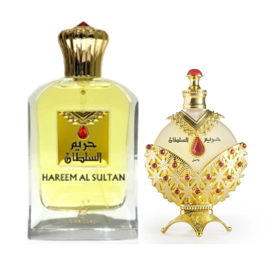 HAREEM ALSULTAN GOLD PERFUME (70ml) & HAREEM AL SULTAN GOLD OIL (35ml) Bundel by khadlaj