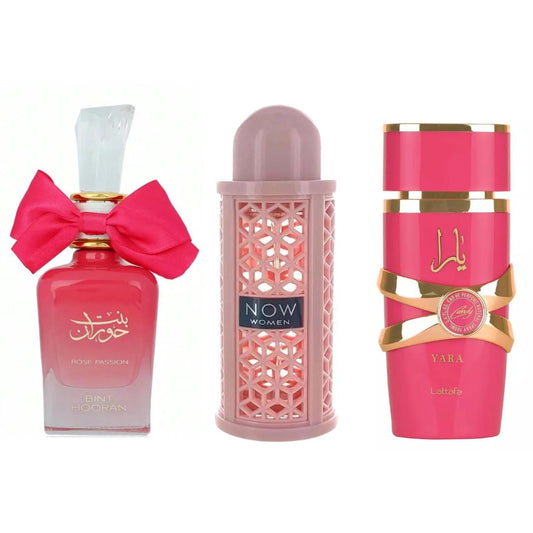 BINT HOORAN ROSE PASSION + Lattafa NOW Women Perfume Rave + Yara Candy Perfume (Women) By Lattafa Perfumes 3.4oz(100ml)