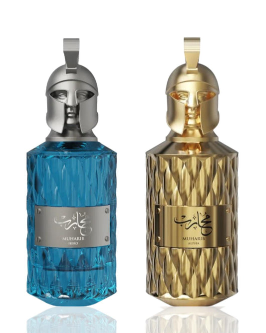 Men's 2-Piece Cologne Spray Bundle - Muharib Alpha + Hero Set, Bold Masculine Scent with Citrus, Musk Notes for Daily Wear