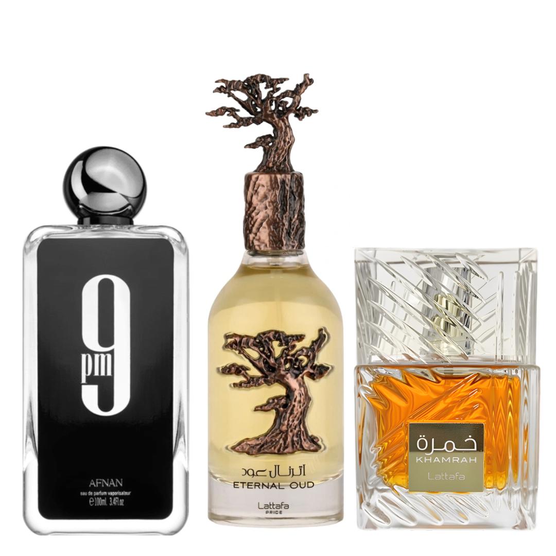 ETERNAL OUD + AFNAN 9PM + Khamrah lattafa Khamrah lattafa perfume Unisex- with a rich arabic scent of aometic spicy Aroma Fragrance