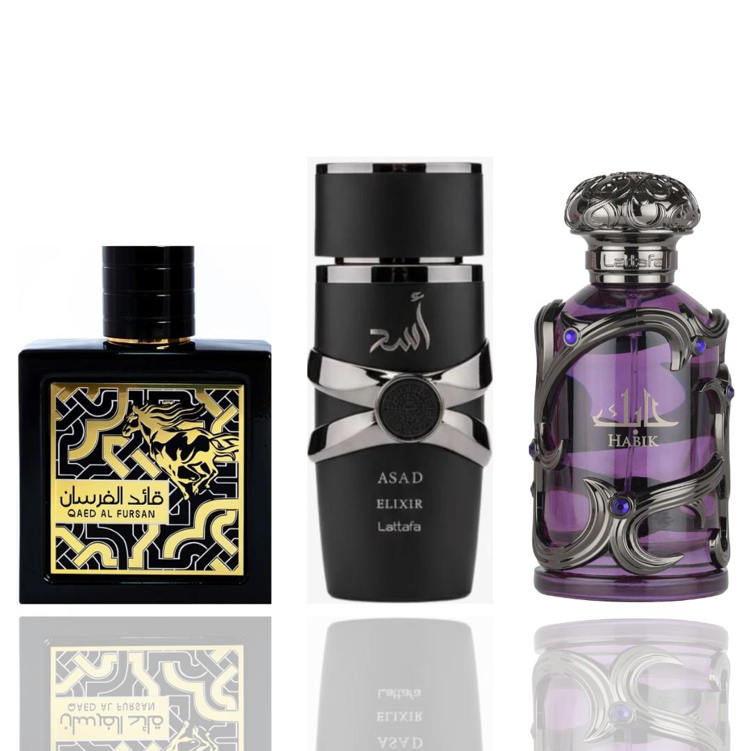 QAED AL FURSAN  +  ASAD ELIXIR  + Habik men -- 3 piece bundle