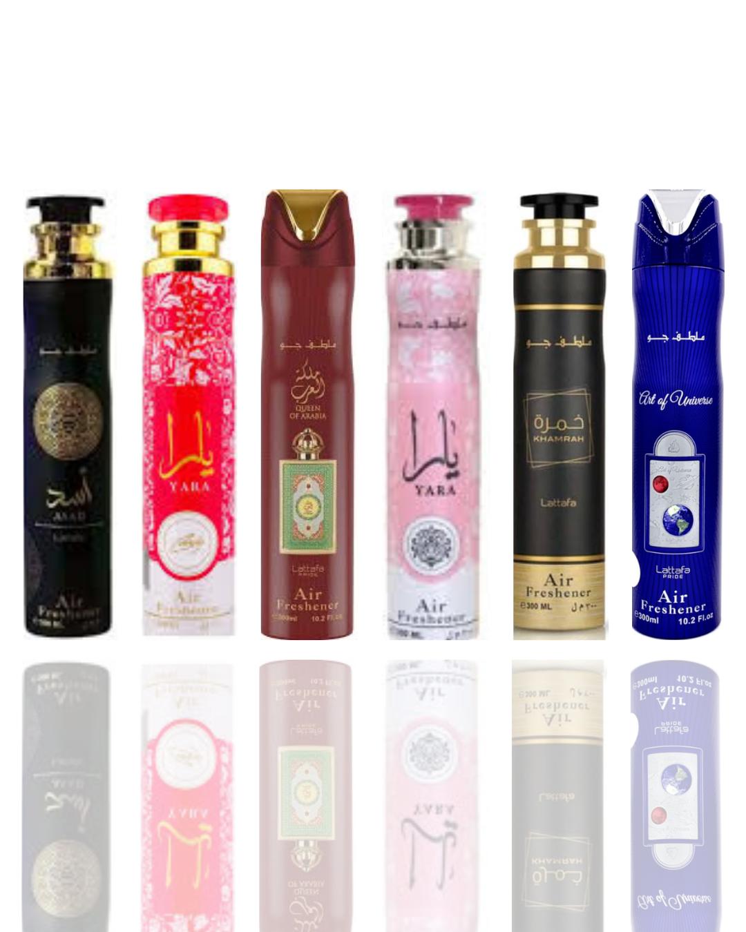 asad air freshener + yara candy air freshener + queen of arabia air freshener +yara air freshener + khamra air freshener + art of universe air freshener -- 6 piece bundle