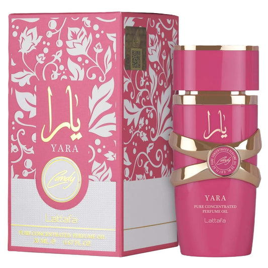 Lattafa Yara Candy - Fruity Sweet Floral Musky Pure Concentrated Perfume Oil 20 ml Long Lasting Fragrance for Women Regular Edition
