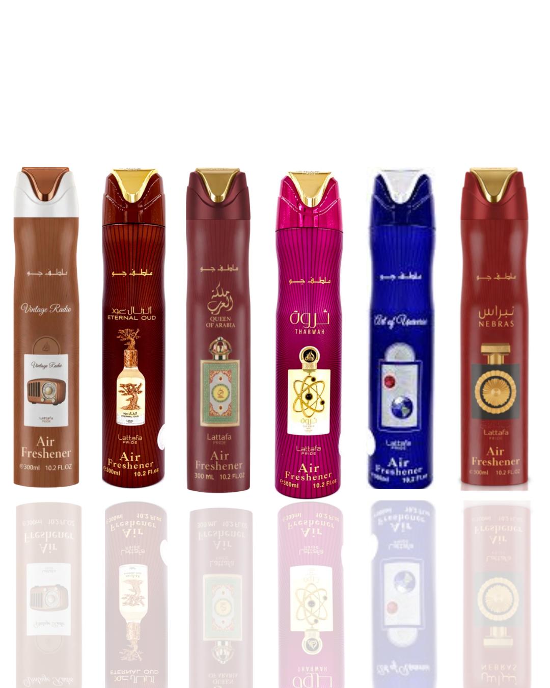 Vintage Radio AIR FRESHENER + Eternal Oud AIR FRESHENER + Queen Of Arabia AIR FRESHENER + Tharwa AIR FRESHENER + Art Of The Universe AIR FRESHENER + Nebras AIR FRESHENER -- 6 piece bundle