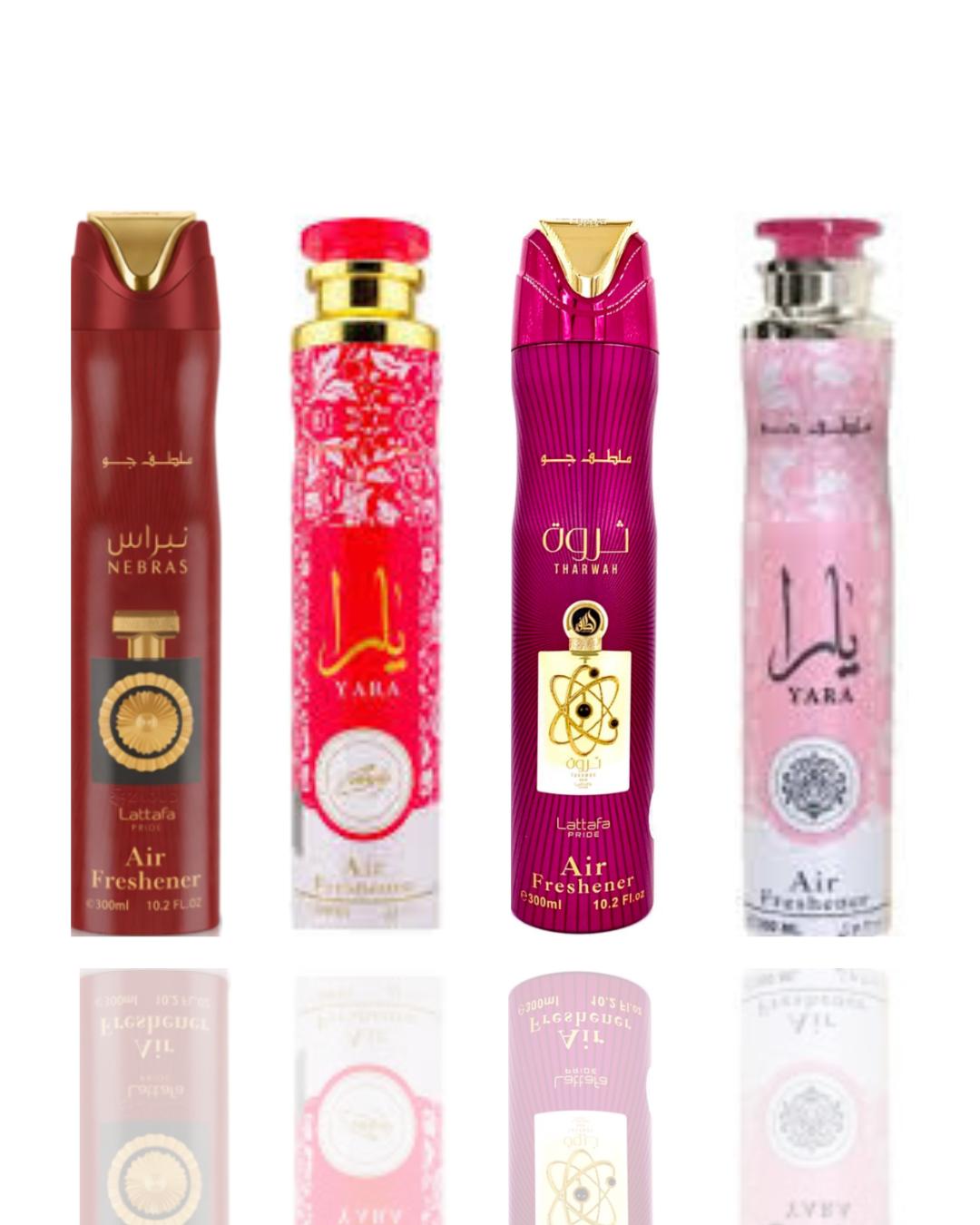 Nebras Air Freshener + Yara candy Air freshener + tharwa Air freshener + Yara Air Freshener -- 4 piece bundle