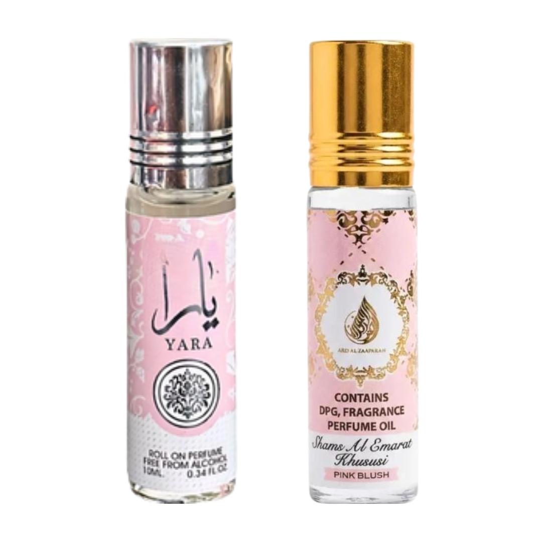 YARA roll-on + Pink Blush Shams Al Emarat roll-on -- 2 piece bundle