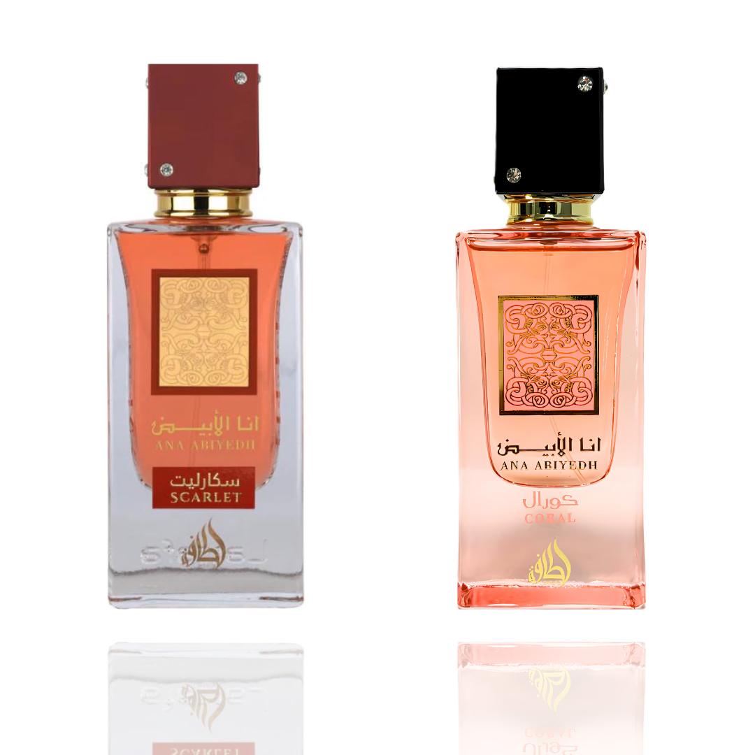 Lattafa 2-Piece Unisex Fragrance Bundle - Ana Abiyedh Coral, Ana Abiyedh Scarlet