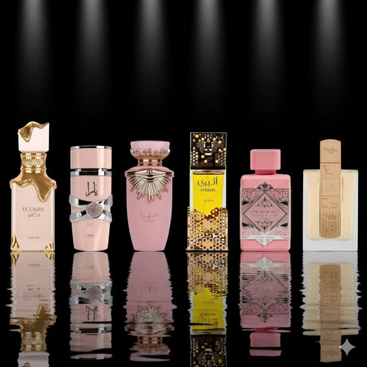 Eclaire + Yara + haya women + Atheeri + Badee al oud noble blush + Angham --6 piece bundle